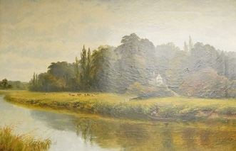 Albert Gyngell (1866-1949), 'Ketch Inn, near Worcester', signed and dated 1889, oil on canvas, 49 x 74cm, ornate gilt frame